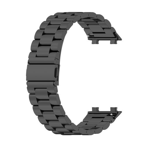 

For OPPO Watch 2 42mm Stainless Steel Three-beads Replacement Strap Watchband(Black)
