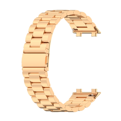 

For OPPO Watch 2 42mm Stainless Steel Three-beads Replacement Strap Watchband(Rose Gold)