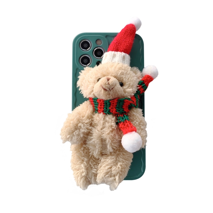 

Christmas Scarf Bear Wave Shockproof TPU Protective Case For iPhone 12 Pro Max(Green)