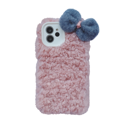 

Bowknot Plush Soft Protective Case For iPhone 12 mini(Pink)