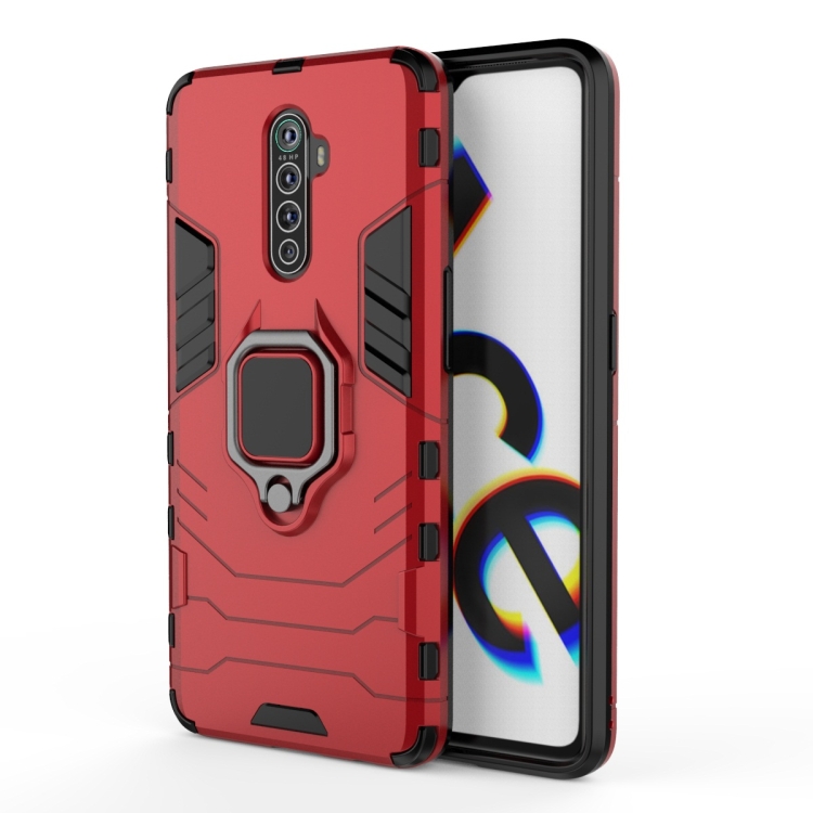 

For OPPO Reno Ace Shockproof PC + TPU Protective Case with Magnetic Ring Holder(Red)
