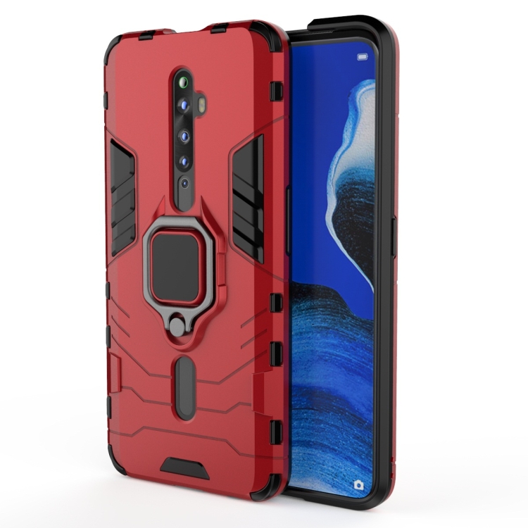 

For OPPO Reno2 Z Shockproof PC + TPU Protective Case with Magnetic Ring Holder(Red)