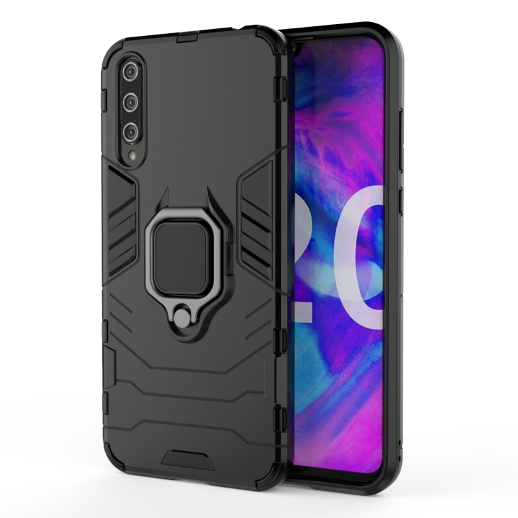 

For Huawei Honor 20 Lite Shockproof PC + TPU Protective Case with Magnetic Ring Holder(Black)