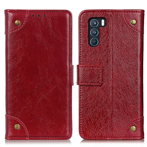 

For OPPO K9 Pro Copper Buckle Nappa Texture Horizontal Flip Leather Case with Holder & Card Slots & Wallet(Wine Red)