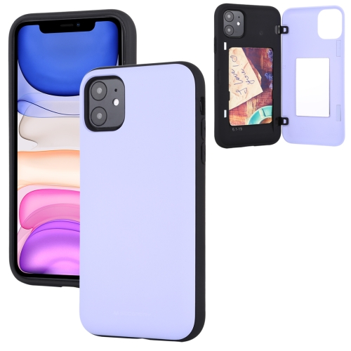 

For iPhone 11 GOOSPERY MAGNETIC DOOR BUMPER Magnetic Catche Shockproof Soft TPU + PC Case With Card Slot(Purple)