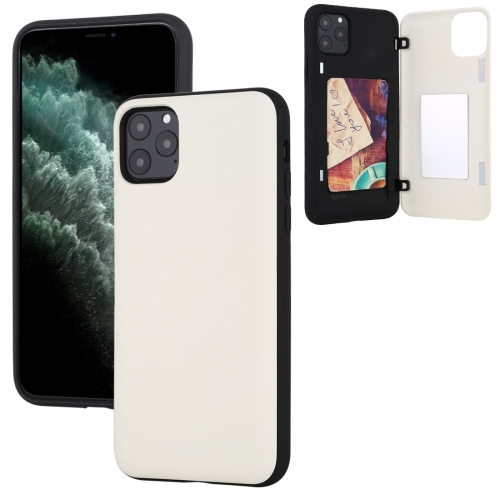 

For iPhone 11 Pro Max GOOSPERY MAGNETIC DOOR BUMPER Magnetic Catche Shockproof Soft TPU + PC Case With Card Slot(White)