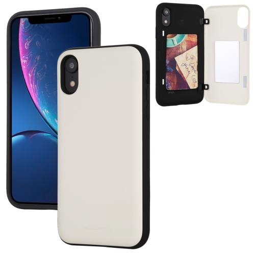 

For iPhone XR GOOSPERY MAGNETIC DOOR BUMPER Magnetic Catche Shockproof Soft TPU + PC Case With Card Slot(White)