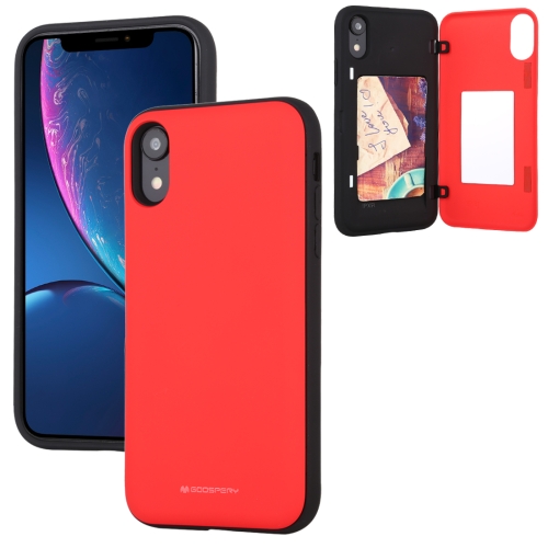 

For iPhone XR GOOSPERY MAGNETIC DOOR BUMPER Magnetic Catche Shockproof Soft TPU + PC Case With Card Slot(Red)