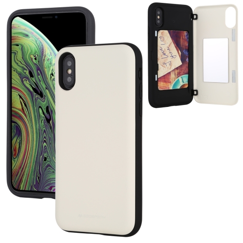 

For iPhone XS Max GOOSPERY MAGNETIC DOOR BUMPER Magnetic Catche Shockproof Soft TPU + PC Case With Card Slot(White)