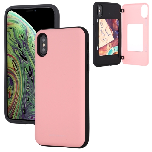 

For iPhone XS Max GOOSPERY MAGNETIC DOOR BUMPER Magnetic Catche Shockproof Soft TPU + PC Case With Card Slot(Pink)