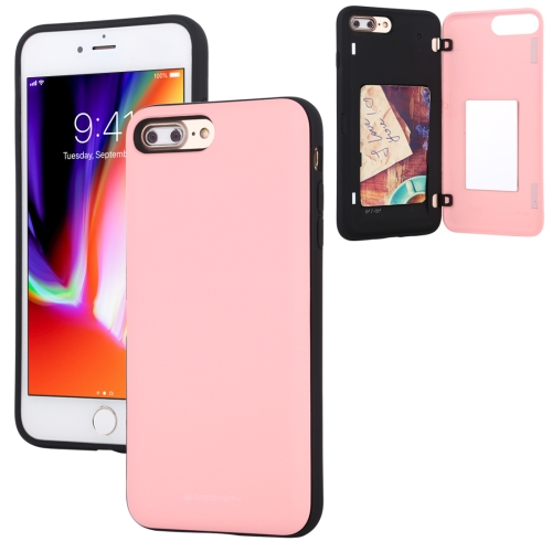 

For iPhone 8 Plus / 7 Plus GOOSPERY MAGNETIC DOOR BUMPER Magnetic Catche Shockproof Soft TPU + PC Case With Card Slot(Pink)
