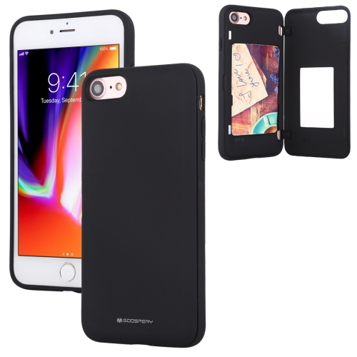 

For iPhone SE 2020 / 8 / 7 GOOSPERY MAGNETIC DOOR BUMPER Magnetic Catche Shockproof Soft TPU + PC Case With Card Slot(Black)
