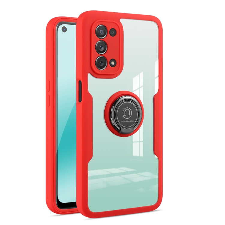 

For OPPO A93 360 All-inclusive Dual-sided Magnetic Case with Ring Holder(Red)
