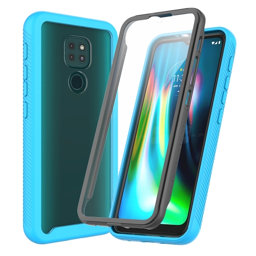 

For Motorola Moto G9 Play Starry Sky Solid Color Series Shockproof PC + TPU Protective Case with PET Film(Sky Blue)