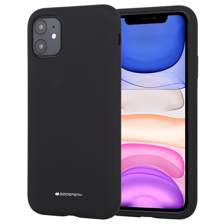 

For iPhone 11 GOOSPERY SILICONE Solid Color Soft Liquid Silicone Shockproof Soft TPU Case(Black)