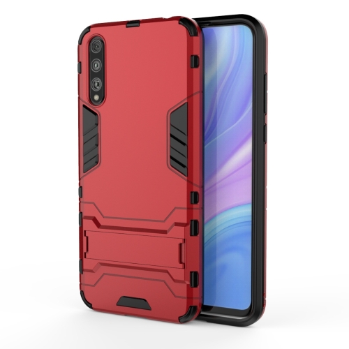 

For Huawei Enjoy 10S Shockproof PC + TPU Protective Case with Invisible Holder(Red)