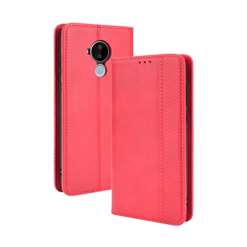 

For Nokia C30 Magnetic Buckle Retro Crazy Horse Texture Horizontal Flip Leather Case with Holder & Card Slots & Photo Frame(Red)
