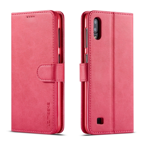 

For Galaxy A10 / M10 LC.IMEEKE Calf Texture Horizontal Flip Leather Case, with Holder & Card Slots & Wallet(Rose Red)