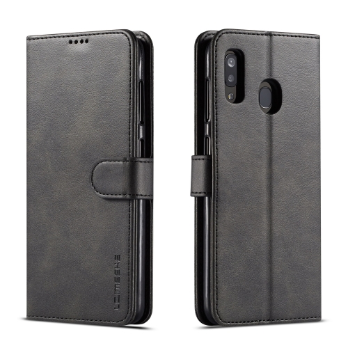 

For Galaxy A20 / A30 LC.IMEEKE Calf Texture Horizontal Flip Leather Case, with Holder & Card Slots & Wallet(Black)