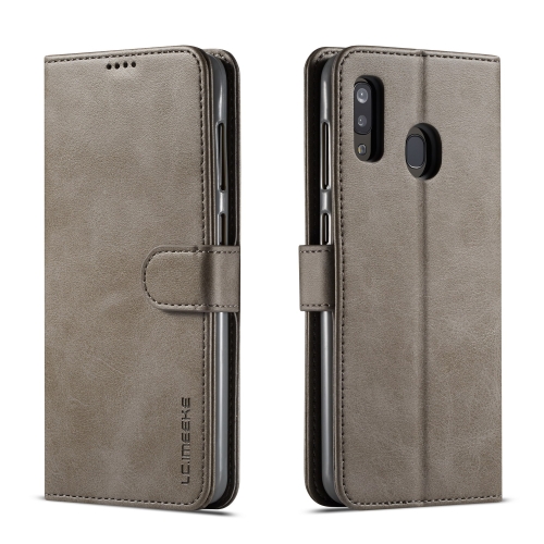 

For Galaxy A20 / A30 LC.IMEEKE Calf Texture Horizontal Flip Leather Case, with Holder & Card Slots & Wallet(Grey)