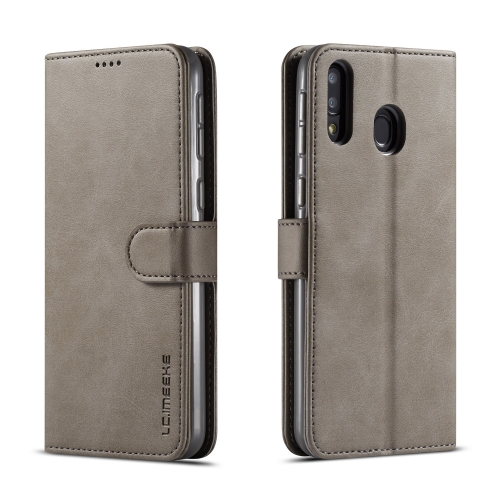 

For Galaxy M20 LC.IMEEKE Calf Texture Horizontal Flip Leather Case, with Holder & Card Slots & Wallet(Grey)