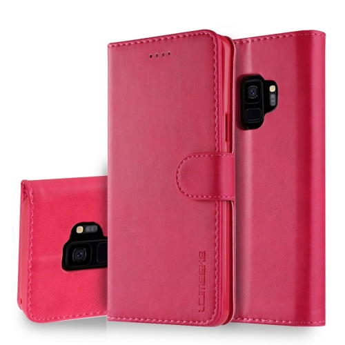 

For Galaxy S9 LC.IMEEKE Calf Texture Horizontal Flip Leather Case, with Holder & Card Slots & Wallet(Rose Red)