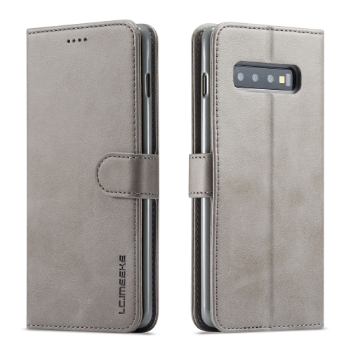 

For Galaxy S10 LC.IMEEKE Calf Texture Horizontal Flip Leather Case, with Holder & Card Slots & Wallet(Grey)