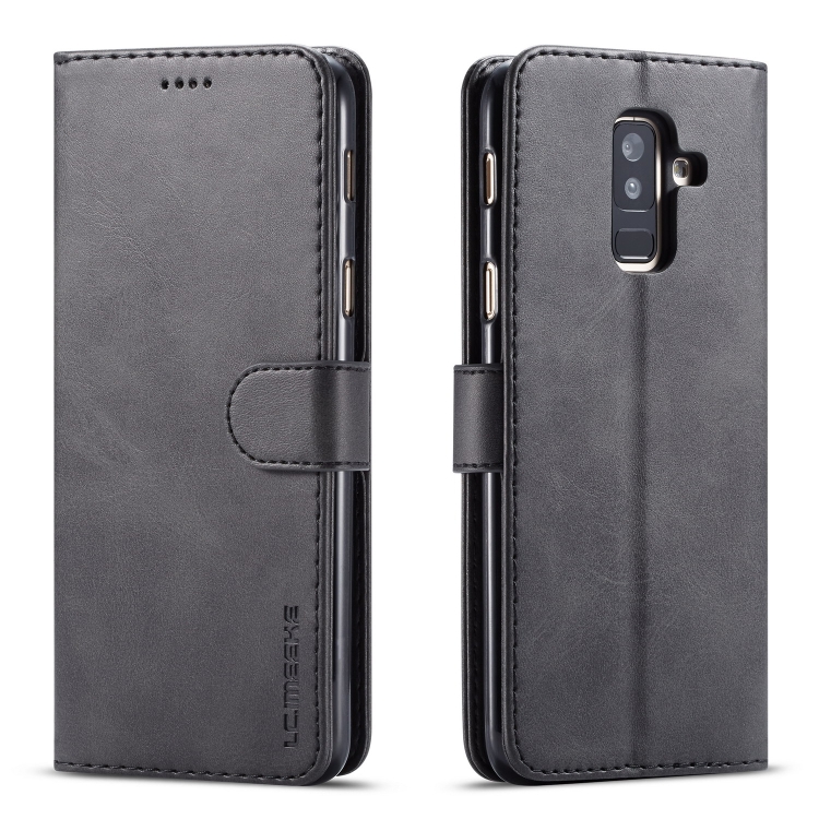 

For Galaxy A6 Plus (2018) LC.IMEEKE Calf Texture Horizontal Flip Leather Case, with Holder & Card Slots & Wallet(Black)