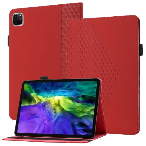 

Rhombus Skin Feel Horizontal Flip Tablet Leather Case with Card Slots & Holder & Sleep / Wake-up Function For iPad Pro 11 2021 / 2020 / 2018(Red)