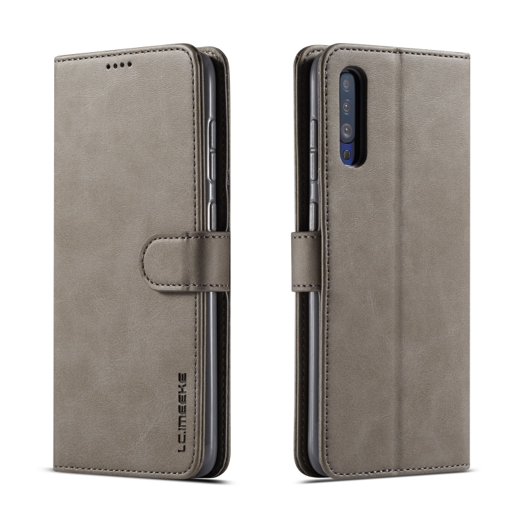 

For Galaxy A70 LC.IMEEKE Calf Texture Horizontal Flip Leather Case, with Holder & Card Slots & Wallet(Grey)