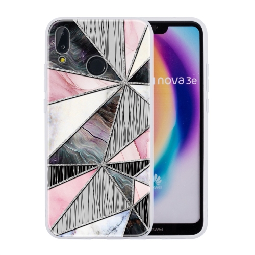 

For Huawei P20 Lite Geometric Marble Series Frosted Translucent TPU Protective Case(Grey Triangle)