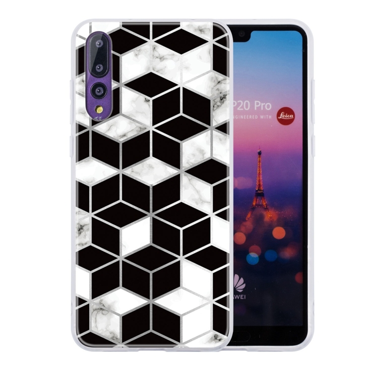 

For Huawei P20 Pro Geometric Marble Series Frosted Translucent TPU Protective Case(Cube)