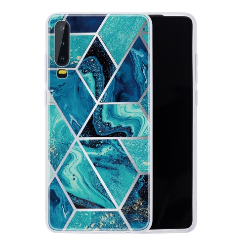 

For Huawei P30 Geometric Marble Series Frosted Translucent TPU Protective Case(Blue)