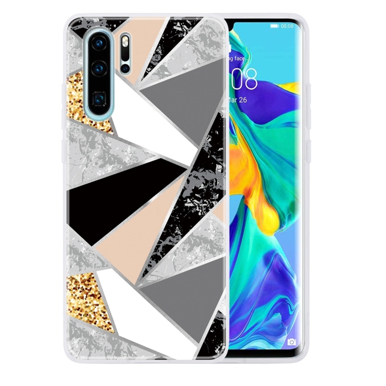 

For Huawei P30 Pro Geometric Marble Series Frosted Translucent TPU Protective Case(Gold Powder)