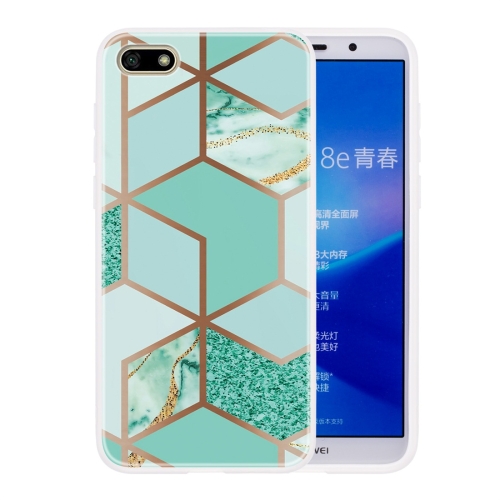 

For Huawei Y5 Prime (2018) Geometric Marble Series Frosted Translucent TPU Protective Case(Green)