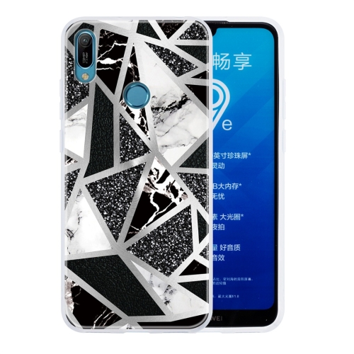 

For Huawei Y6 (2019) Geometric Marble Series Frosted Translucent TPU Protective Case(Black White Grey)