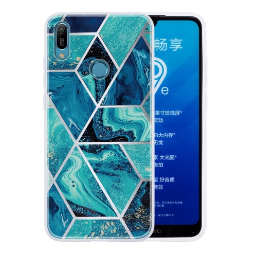 

For Huawei Y6 (2019) Geometric Marble Series Frosted Translucent TPU Protective Case(Blue)