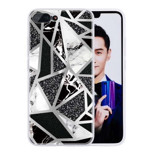 

For Huawei Honor 10 Geometric Marble Series Frosted Translucent TPU Protective Case(Black White Grey)