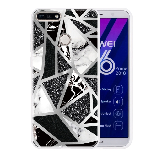 

For Huawei Honor 7A Geometric Marble Series Frosted Translucent TPU Protective Case(Black White Grey)