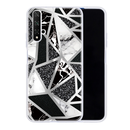 

For Huawei Honor 20 Geometric Marble Series Frosted Translucent TPU Protective Case(Black White Grey)