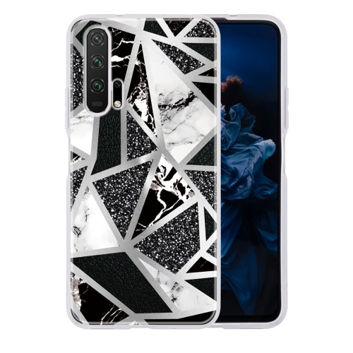 

For Huawei Honor 20 Pro Geometric Marble Series Frosted Translucent TPU Protective Case(Black White Grey)