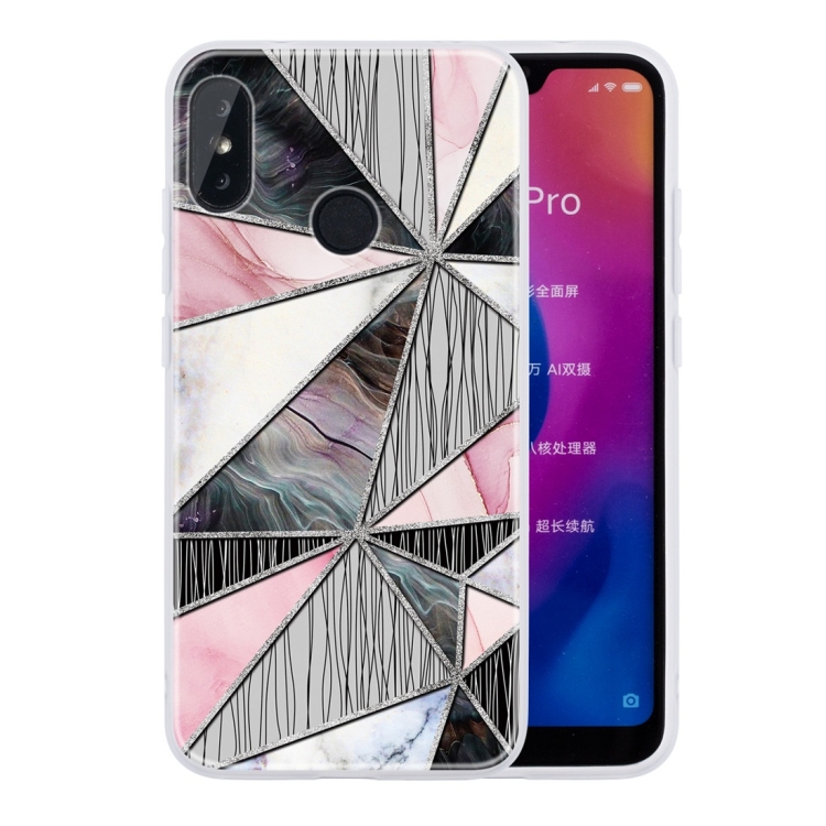 

For Xiaomi Redmi 6 Pro Geometric Marble Series Frosted Translucent TPU Protective Case(Grey Triangle)