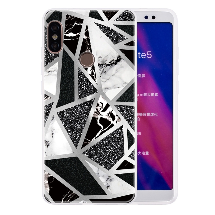

For Xiaomi Redmi Note 5 Pro Geometric Marble Series Frosted Translucent TPU Protective Case(Black White Grey)
