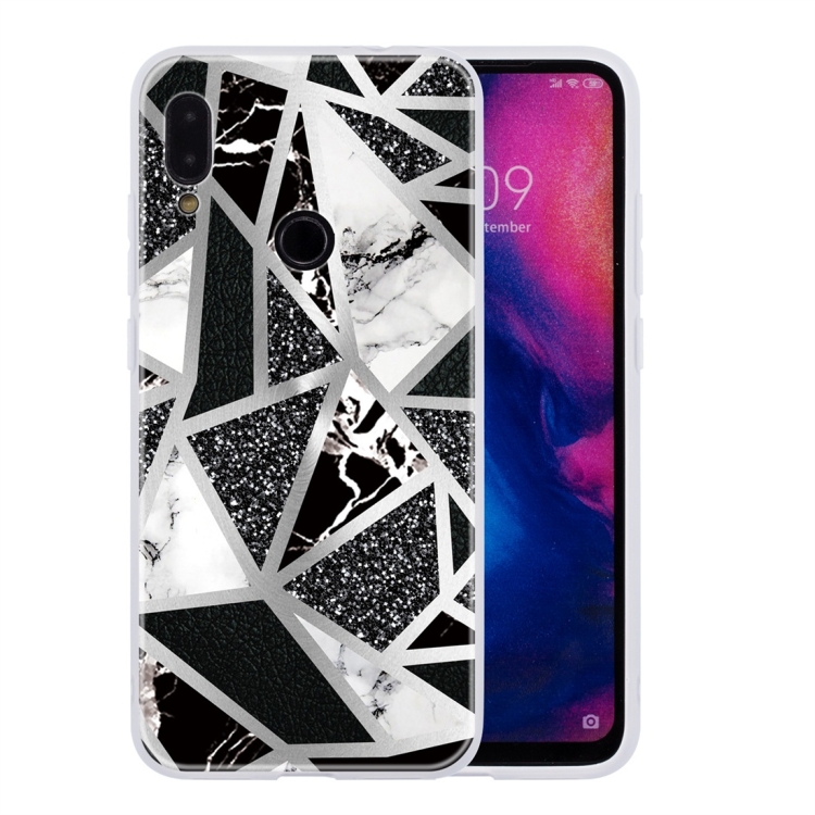 

For Xiaomi Redmi Note 7 Geometric Marble Series Frosted Translucent TPU Protective Case(Black White Grey)