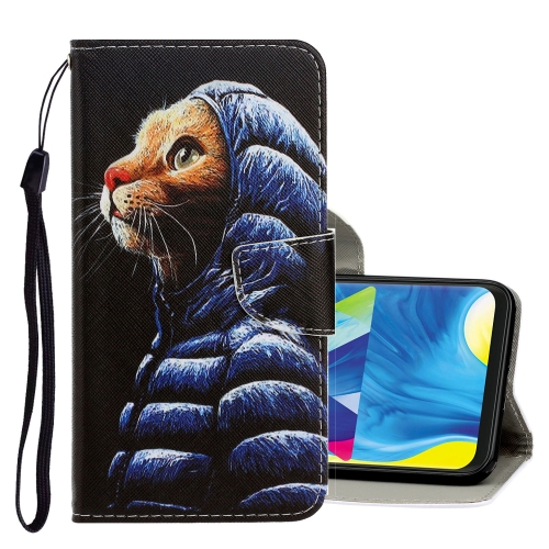 

For Galaxy A20 / A30 3D Colored Drawing Horizontal Flip PU Leather Case with Holder & Card Slots & Wallet(Down Jacket Cat)