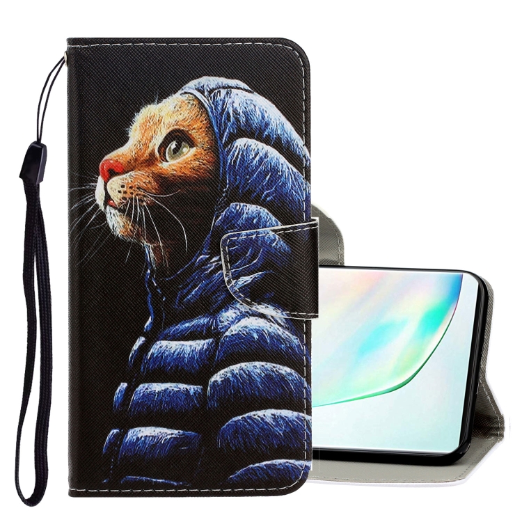 

For Galaxy Note 10 Plus 3D Colored Drawing Horizontal Flip PU Leather Case with Holder & Card Slots & Wallet(Down Jacket Cat)