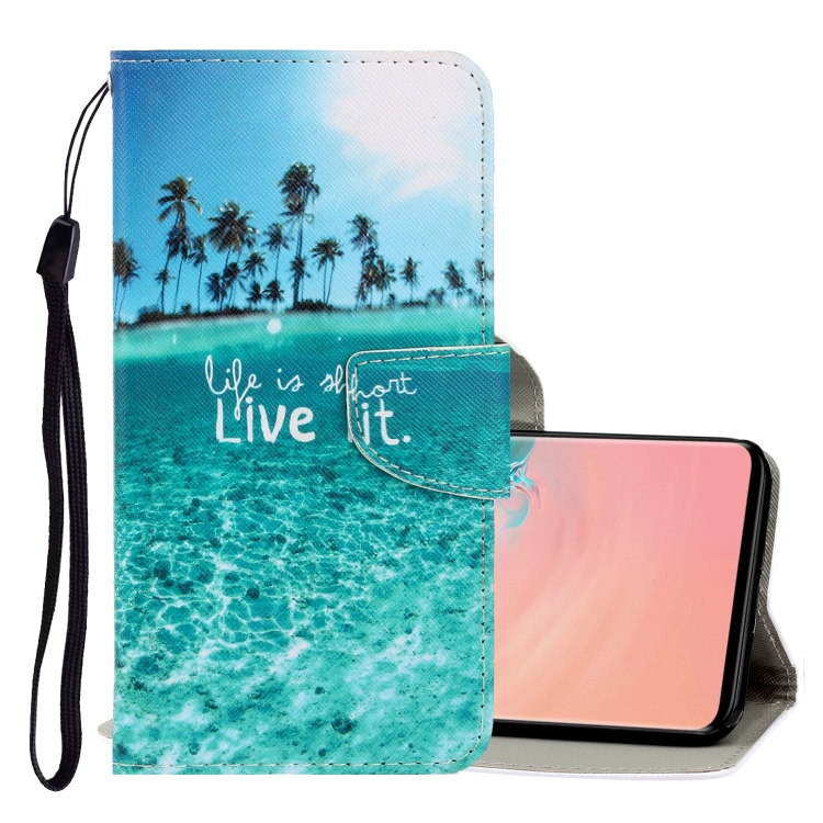 

For Galaxy S10 3D Colored Drawing Horizontal Flip PU Leather Case with Holder & Card Slots & Wallet(Coconut Tree)
