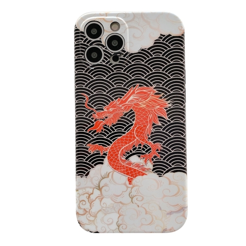

Dragon Pattern IMD Protective Cover For iPhone 13 Pro Max(White)