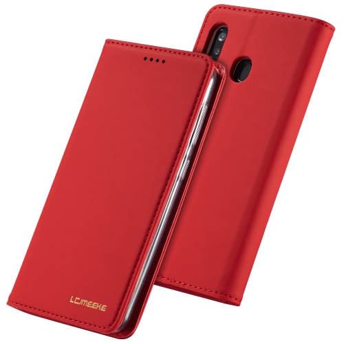 

For Galaxy A40 LC.IMEEKE LC-002 Series Skin Hand Feeling PU + TPU Horizontal Flip Leather Case with Holder & Card Slot & Wallet(Red)