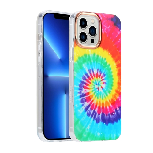 

Glitter Powder Electroplating Color Marble Shockproof Phone Case For iPhone 13 Pro Max(Rainbow Spiral C8)